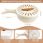 Multifunctional Fruit Washing Bowl,2 in 1 Drainer and Strainer,Foldable Handle Drain Basket with Lid,Kitchen Colanders & Food Strainers, Suitable for Washing Fruits and Vegetables