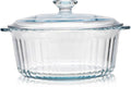 Round Glass Casserole Baking Dish With Lid, Borosilicate Glass, 2.4QT Glass Casserole Dish for Oven