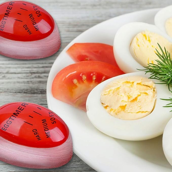 Lasubst Egg Timer for Boiling Eggs that Changes Color When Done, Classic Red, Pack of 2