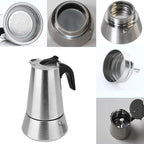 9 Cup Stovetop Espresso Maker Matte Stainless Steel Moka Pot Italian and Cuban Mocha Coffee Maker, Compatible with Gas, Electric, Ceramic, and Induction stovetops(15 fl oz/450 ml)