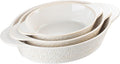 Dafuceramic Casserole Dishes for Oven Sets of 3, Ceramic Oval Baking Dish, Au Gratin Baking Pans with Handles for Roasting, Lasagna, Pie, Baking Meat & Vegetables (Beige White)