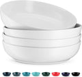 KooK Pasta Bowl, Salad Bowls, Bowls, Serving Bowls, Soup, Ceramic, Large Capacity, Microwave & Dishwasher Safe, Set of 4, 40 Oz, (White)