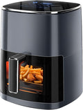 Simple Deluxe Air Fryer - 6.34 QT Digital Airfryer with Visible Window, 12 Presets Functions, Nonstick and Dishwasher-Safe Basket, 1700W, Gray