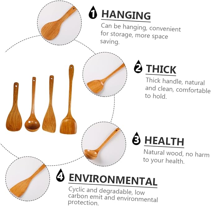 PRETYZOOM 1Set Utensil Set Kitchen Tools for Cooking Odorless for Non Stick Cookware Includes Spatula Spoon Turner and Ladle for Family