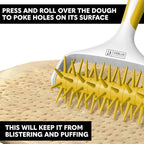 Orblue Pizza Dough Docker, Pastry Roller with Spikes, Pizza Docking Tool for Home & Commercial Kitchen - Pizza Making Accessories that Prevent Dough from Blistering, Yellow