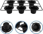 Nonstick Carbon Steel Muffin Baking Set 6-cup Thickened Black Coating Popover and Cupcake Pan Oven Bakeware for Home Baking