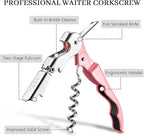HYZ 2-Pack Wine Opener Waiter Corkscrew, Professional Wine Key for Servers, Bartender with Foil Cutter, Manual Wine Bottle Opener Double Hinged (Pink Mesa)