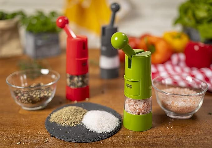 Kuhn Rikon Adjustable Ratchet Grinder with Ceramic Mechanism for Salt, Pepper and Spices, 8.5 x 2.25 inches, Red