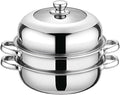 Steamer Pot for Cooking,Stainless Steel Steamer Pot,11 inch Steam Pots with Lid 2-tier for Cooking Veggies Fish Seafood Noodles, Pasta, Food