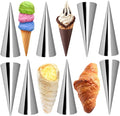 Kslong Cream Horn Molds 12pcs Large Size 4.7 inch Baking Cones Stainless Steel Roll Horn Forms Conical Danish Pastry Croissant Cones Moulds