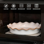 SIDUCAL Pie Pan for Baking 10.5 inch,NonStick Reusable Ceramic Pie Plate with Ruffled Edge,Dishwasher and Oven Safe,Deep Dish Pie Pan for Apple Pie,Quiche,Pot Pies, Tart, etc（White）