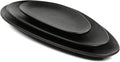 vicrays Large Oval Serving Platters, 16"/14"/10" Porcelain Serving Platters for Party, BBQ,Stackable Serving Trays Serving Plates for Appetizers, Sushi, Restaurant, Set of 3 (Black)`