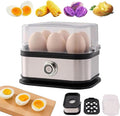 Egg Cooker,2025 New Rapid Egg Cooker 6 Egg Capacity, Soft, Medium, Hard Boiled, Poacher, Stainless Steel Electric Eggs Cooker,Or Hard-Boiled Eggs, Rapid Cook Time, Auto Shut-Off & Boil-Dry Protection