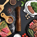 Wooden Pepper Grinder Pepper Mill with Adjustable Coarseness Pepper Grinder Refillable Salt Pepper Grinder Shaker Tableware Gifts Acacia Wood Salt Mill 10 Inch