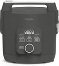 Martha Stewart Rice Cooker, 4 Cup (Uncooked) / 8 Cup (Cooked), Ceramic Non-Stick Removable Pot, Keep Warm, Measure Markings, Steam Basket, Brown & Sushi Rice, Quick Cook, Quinoa, Grains, Oats, Caviar Gray