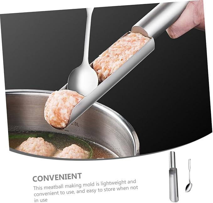 OUNONA Stainless Steel Meatball Maker Mold DIY Shrimp and Fish Ball Tool Non-Stick Kitchen Gadget for Easy Meatball Making 1 Set for Home Cooking