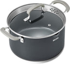 6 Quart Nonstick Stock Pot with Lid, BEZIA PFAS-Free Ceramic Soup Pot, Multipurpose Pasta Pot with Strainer Lid, Induction Cooking Pot, Silicone Handle, Compatible with All Cooktops, Dishwasher Safe