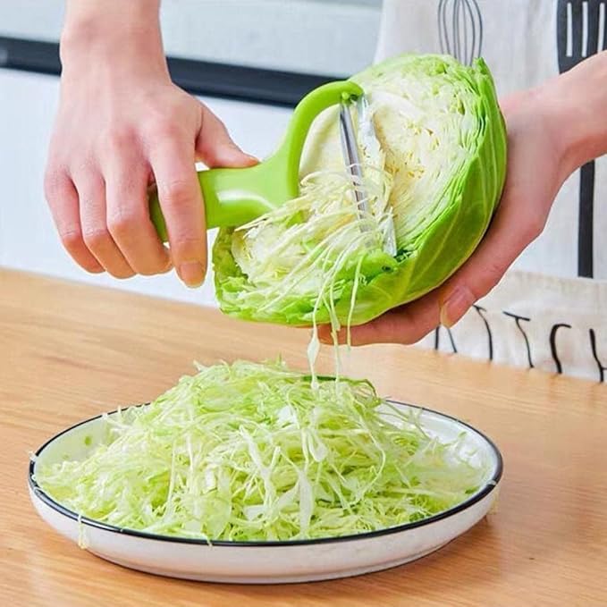 2Pcs Green Cabbage Shredder,Vegetable Cutter Cabbage Slicer,Stainless Steel Fruit Vegetable Potato Peeler Must Have for Home Restaurants Peeling, Grating and Slicing Tools 18 * 12cm