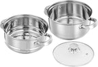 3.0 Quart Steamer Pot for Cooking, 2-tier Steam Pots with Lid for Cooking Vegetables, Seafood, Soups, Food and Pasta