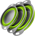 Collapsible Colander Set,Premium Food Grade Silicone Folding Strainers with Handles Space Saving Colanders for Draining Pasta,Vegetables & Fruits,Ideal for Kitchen & Travel (3pc Green)