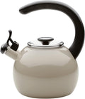Circulon Enamel on Steel Whistling Induction Teakettle, Tea Kettle for Stovetop with Flip-Up Spout, 2-Quart, Gray