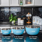 WHYSKO® Stainless Steel Mixing Bowls (Set of 3) with Non-Slip Silicone Base for Kitchen, Dishwasher Safe Bowls for Meal Prep, Cooking, Baking, Serving, Food Storage (Light Blue)