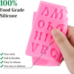 5 PCS Silicone Letter Molds, Non-Stick Number Heart Rose Flower Fondant Molds for Chocolate, Candy, Cake Decoration, Cupcake Topper