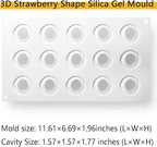 OCPO KITCHEN Strawberry Silicone Mold for Baking Mousse Cake, French Fruit Dessert, Pastry, Chocolate, Ice Cream, Cake Decoration Mold, 3D Strawberry Shape (15-Cavity)