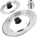 Universal Lids with Tempered Glass Top Fits 6, 7, 8 & 8.2, 9, 10, 11, 12, 12.5 Inch Cookware, Replacement Frying Pan Cover for Pots, Pans and Skillets, Cast Iron Lids for Space Saving