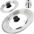Universal Lids with Tempered Glass Top Fits 6, 7, 8 & 8.2, 9, 10, 11, 12, 12.5 Inch Cookware, Replacement Frying Pan Cover for Pots, Pans and Skillets, Cast Iron Lids for Space Saving