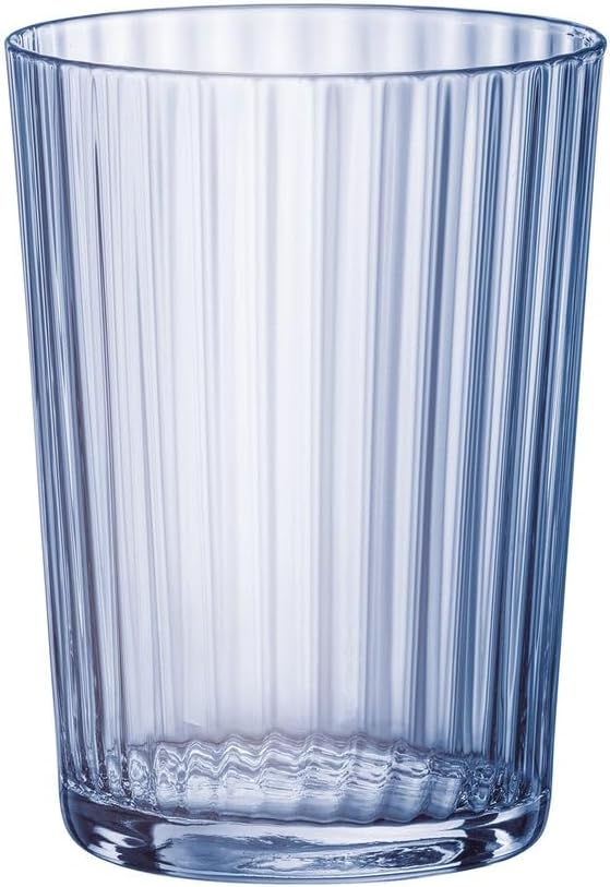 Bormioli Rocco Exclusiva Gin Fizz Glasses, Set of 12 - Sapphire Blue 17 Oz. Tumblers, Laser Cut Rim & Star Glass Clarity - Durable Cocktail & Drinking Glasses for Barware & Table Use - Made in Italy