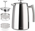 Secura French Press Coffee Maker, 34-Ounce, 304 Stainless Steel Insulated Coffee Press with Extra Screen