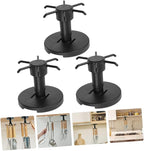 GLEAVI 3pcs Kitchen Utensil Organizer Hooks Rotating Adhesive Under Cabinet Hanger Rack for Cooking Tools and Measuring Spoons in Black