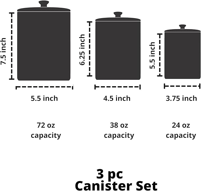 10 Strawberry Street CAN BLU Kitchen Canister Set, Set of 3, Marquis Blue