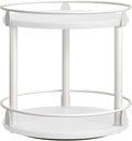 YATINEY Lazy Susan Organizer, Rotating Spice Rack, 2 Tier Spice Turntable Organizer, Industrial Turntable Spice Holder, for Kitchen Countertop, Compact and Versatile, White SR22WW