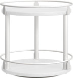 YATINEY Lazy Susan Organizer, Rotating Spice Rack, 2 Tier Spice Turntable Organizer, Industrial Turntable Spice Holder, for Kitchen Countertop, Compact and Versatile, White SR22WW