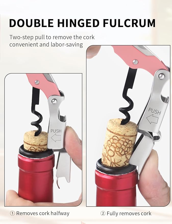CORKAS Wine Key - 2Pack Handcrafted Professional Waiters Corkscrew, Compact Heavy Duty Wine Opener with Double Hinged, Foil Cutter and Bottle Opener, Birthday Gifts for Severs, Sommelier, Bartenders
