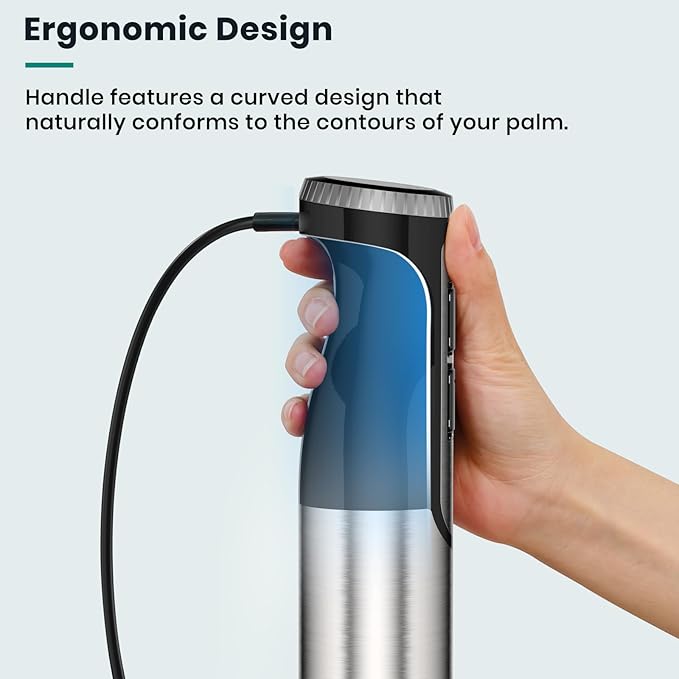 1800W Immersion Blender Handheld 4-in-1 Hand Blender Stick for Ice Crushing Smoothie, Baby Food, Soup, 8 Speed Hand Mixer Turbo Boost Stainless Steel Blade with Whisk, Chopper, Beaker