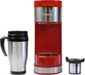 Kenmore Single Serve Coffee Maker – 6–12 Oz Brew Sizes, Compatible with Keurig K‑Cup Pods & Ground Coffee, One Cup Brewer, Travel Mug Friendly, Auto Shut‑Off, Hot & Iced maquina de cafe, Red