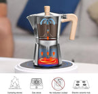 Sivaphe Aluminum Moka Pot 9 Espresso Cups, Percolator Espresso and Coffee Maker, Portable Stovetop Italian and Cuban Café Brewer for Home and Camping Sliver
