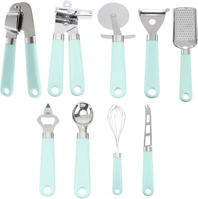 Ipetboom Plastic Handle Cooking Utensils Set with Heat-resistant Comfortable Grip Kitchen Tools Gadgets for Baking and Cooking Space-saving Design Safe