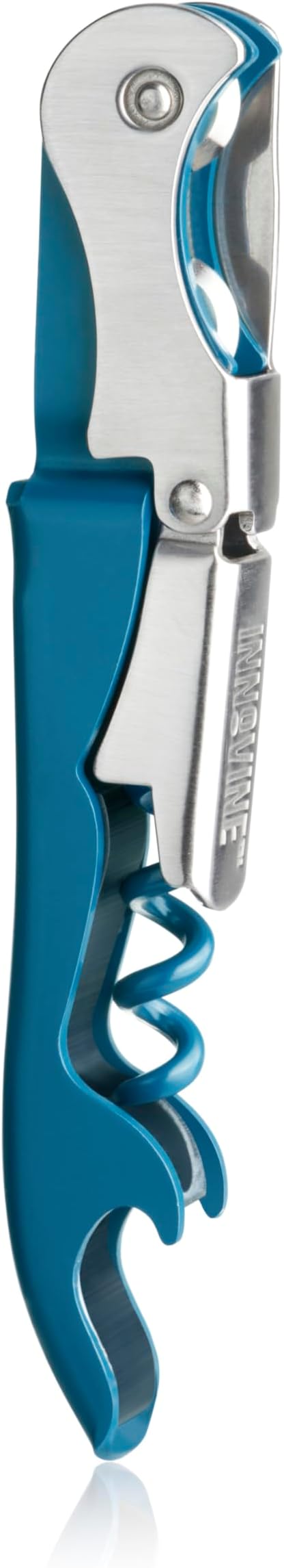 Innovine Double Hinge Corkscrew, Stainless Steel Wine Opener with Dual Leverage and Built-In Foil Cutter, Perfect for Home Bar, Travel, Camping, Picnic, Outdoor Party, Set of 1, Deep Teal