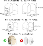 4 Pack Kitchen Plate Holder Organizer for Cabinet Space Saver Dinner Dish Storage Rack Upright Dish Drying Racks Metal Plate Dish Racks Stand for Cupboard and Countertop 2 Large 2 Small White