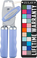 Zulay Kitchen Heavy Duty Stainless Steel Can Opener Manual with Bottle Opener - Rust Proof Manual Can Opener With Turn Knob & Comfy Soft Grip Handles - Periwinkle