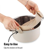 Silicone Pot Strainer, Emptycolor Adjustable Clip On Strainer for Pots Pans, Heat Resistant Pot Drainer, Kitchen Pasta Colander for Vegetables and Noodles (Grey)