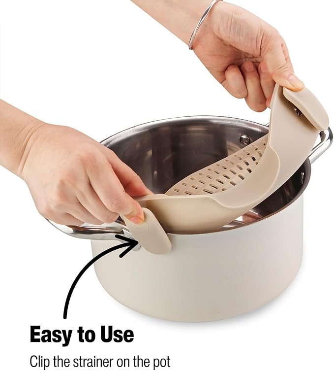 Silicone Pot Strainer, Emptycolor Adjustable Clip On Strainer for Pots Pans, Heat Resistant Pot Drainer, Kitchen Pasta Colander for Vegetables and Noodles (Blue)