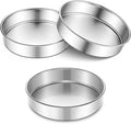 P&P CHEF 9 Inch Cake Pan Set of 3, 3 Pieces Round Layer Cake Baking Pans, Stainless Steel Smash Cake Tin Bakeware for Cooking Steaming, Nontoxic & Sturdy, Oven & Dishwasher Safe
