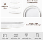 Dizada Round Serving Platters 3-Pack (12.8"/10.8"/8.8") - White Porcelain Serving Trays for Veggie, Fruit, Cheese, Snack, Party Entertaining