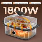450C/842F Electric Food Steamer,Superheated Steam Cooker, 40% Less Fat, Premium Borosilicate Glass Lid, 10 One-Touch Presets, No Descaling 2+ Years, Real-Time Temp Display, 8 Qt 1800W White