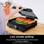 Ninja Sizzle GR100 Smokeless Indoor Grill, 500°F High Heat Kitchen Grill with Nonstick 14-Inch Plate, Low-Smoke Technology, Edge-to-Edge Heating, Family-Sized Capacity, Countertop Cooking Tool